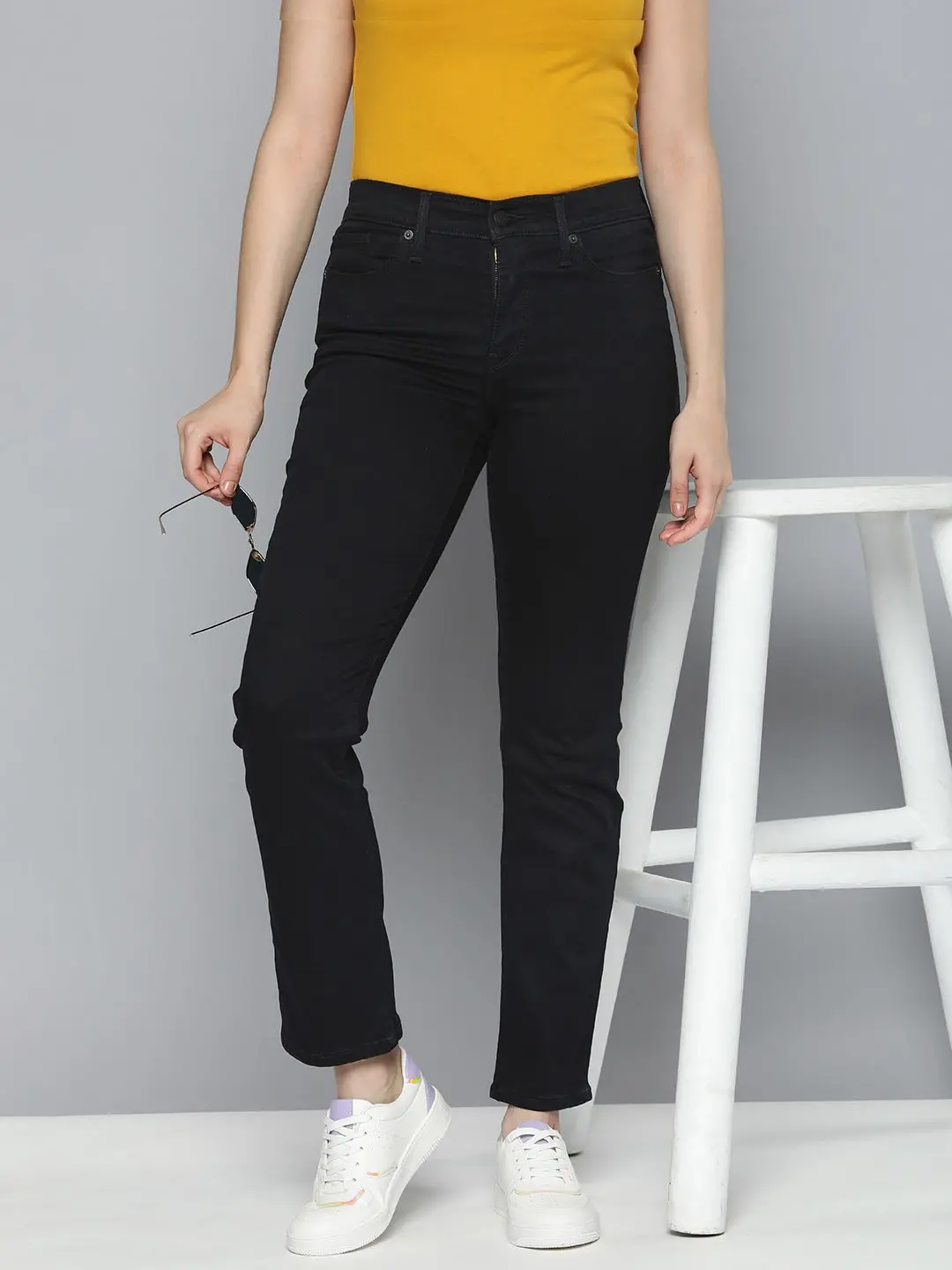 Women's 314 Black Straight Fit High Rise Jeans 1