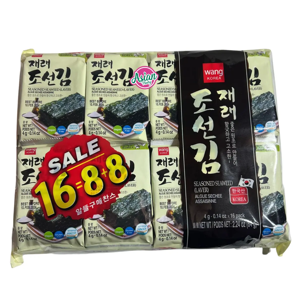 Wang Seasoned Seaweed (Laver) 16Pk 64G 1