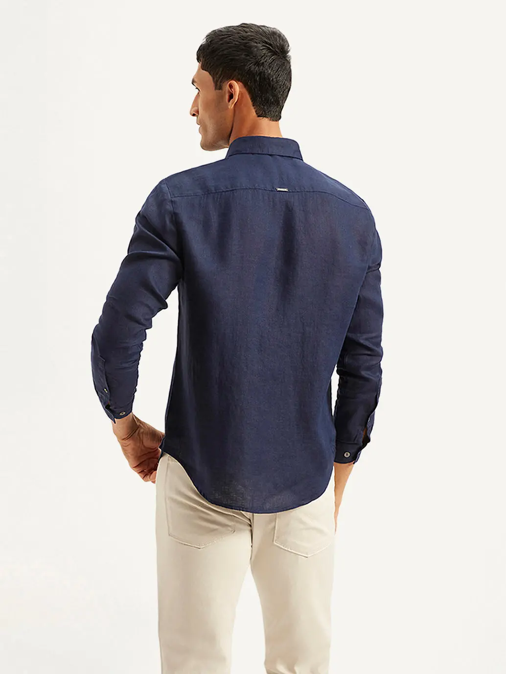 Men's Redloop Solid Slim Fit Linen Shirt 2