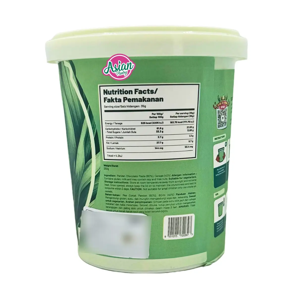 Choco Albab Pandan Delight Choco Tub 250G 2