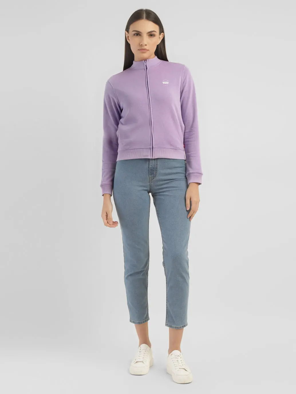 Women's Printed Purple Crew Neck Sweatshirt 1