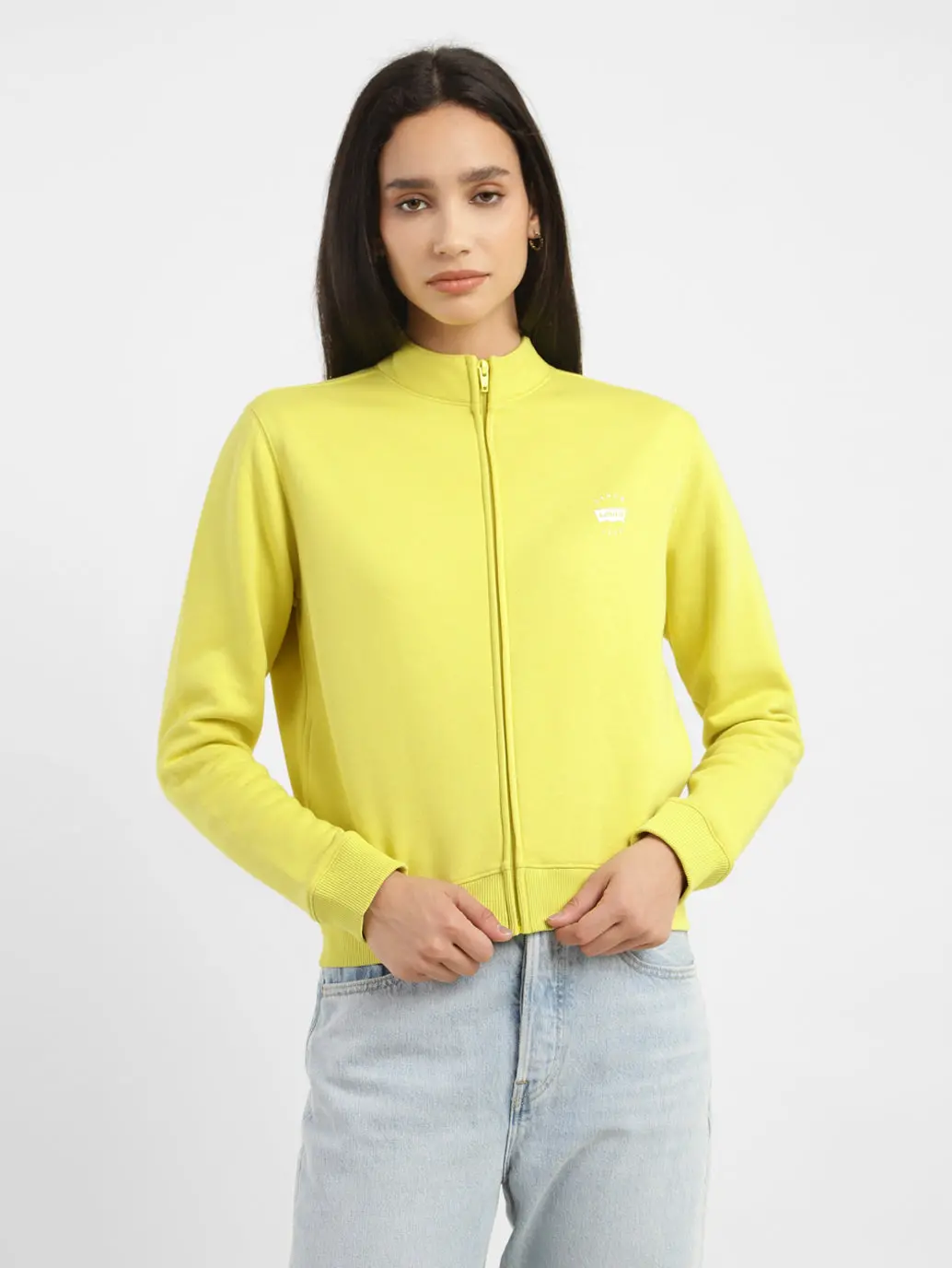 Women's Solid High Neck Sweatshirt 1