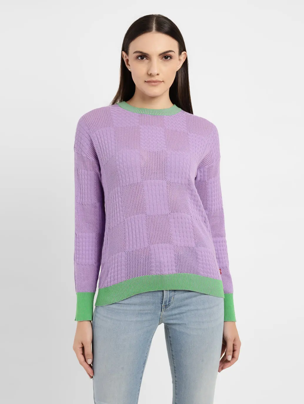 Women's Self Design Round Neck Sweater 1