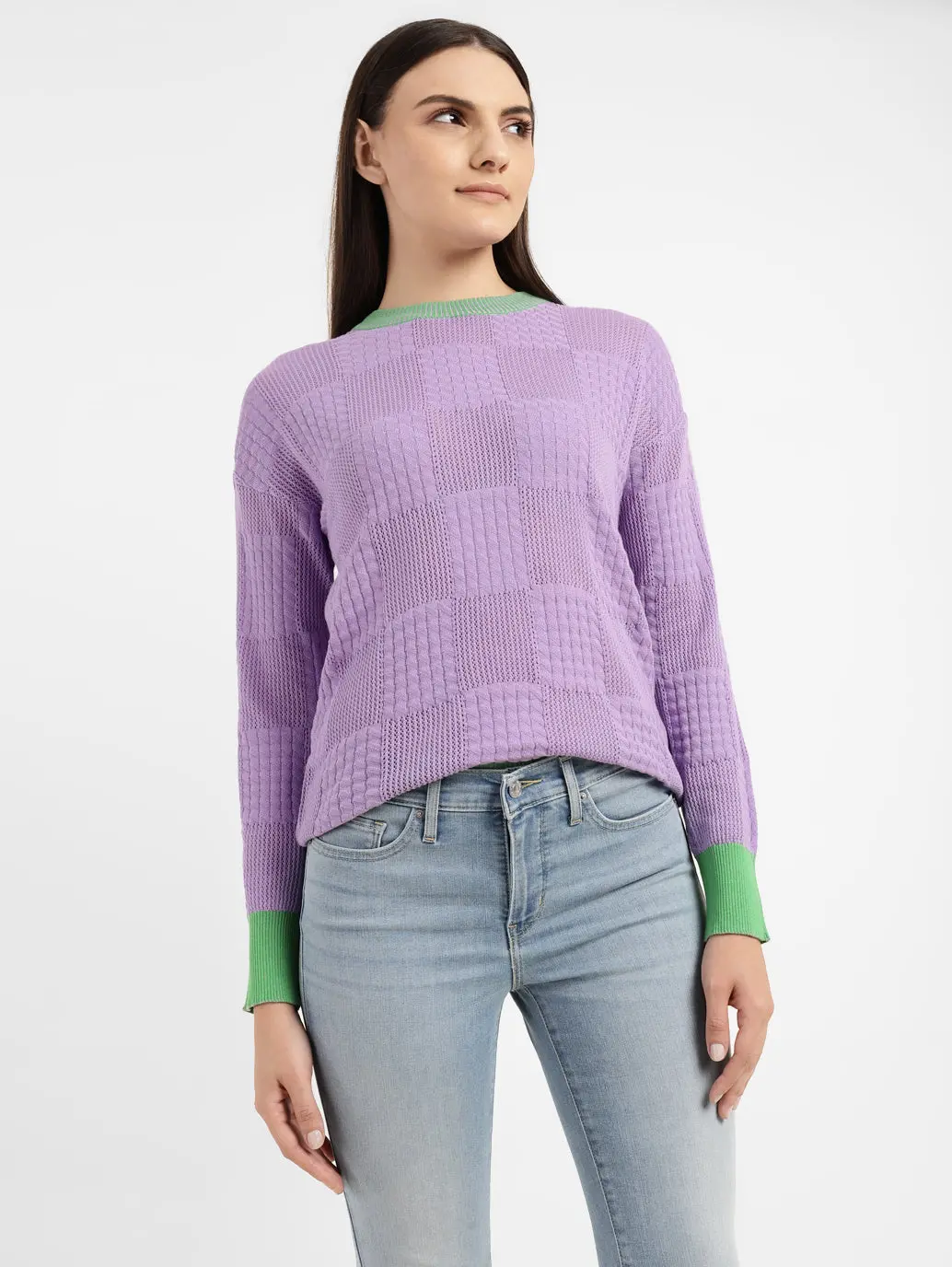 Women's Self Design Round Neck Sweater 2