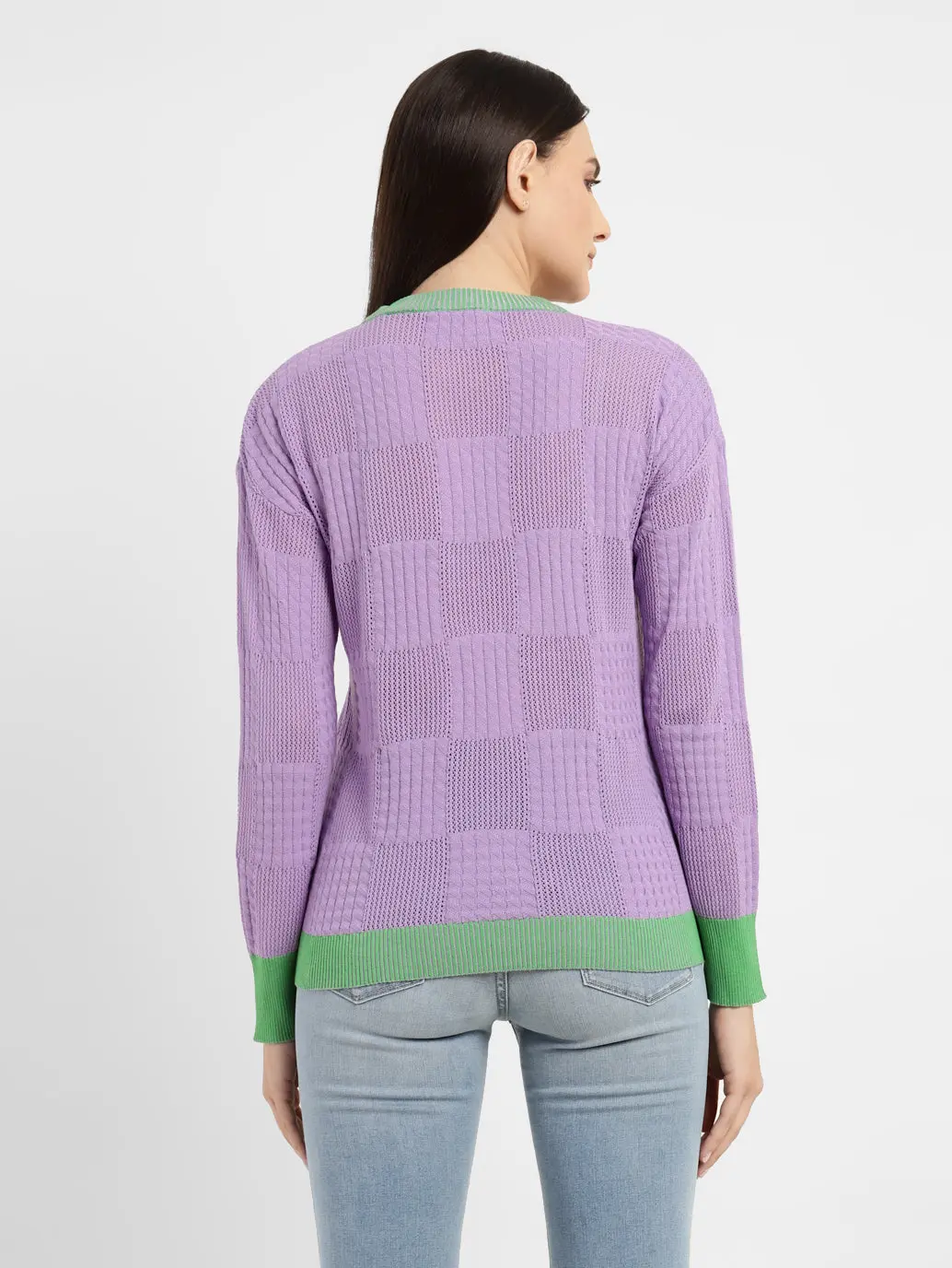 Women's Self Design Round Neck Sweater 3