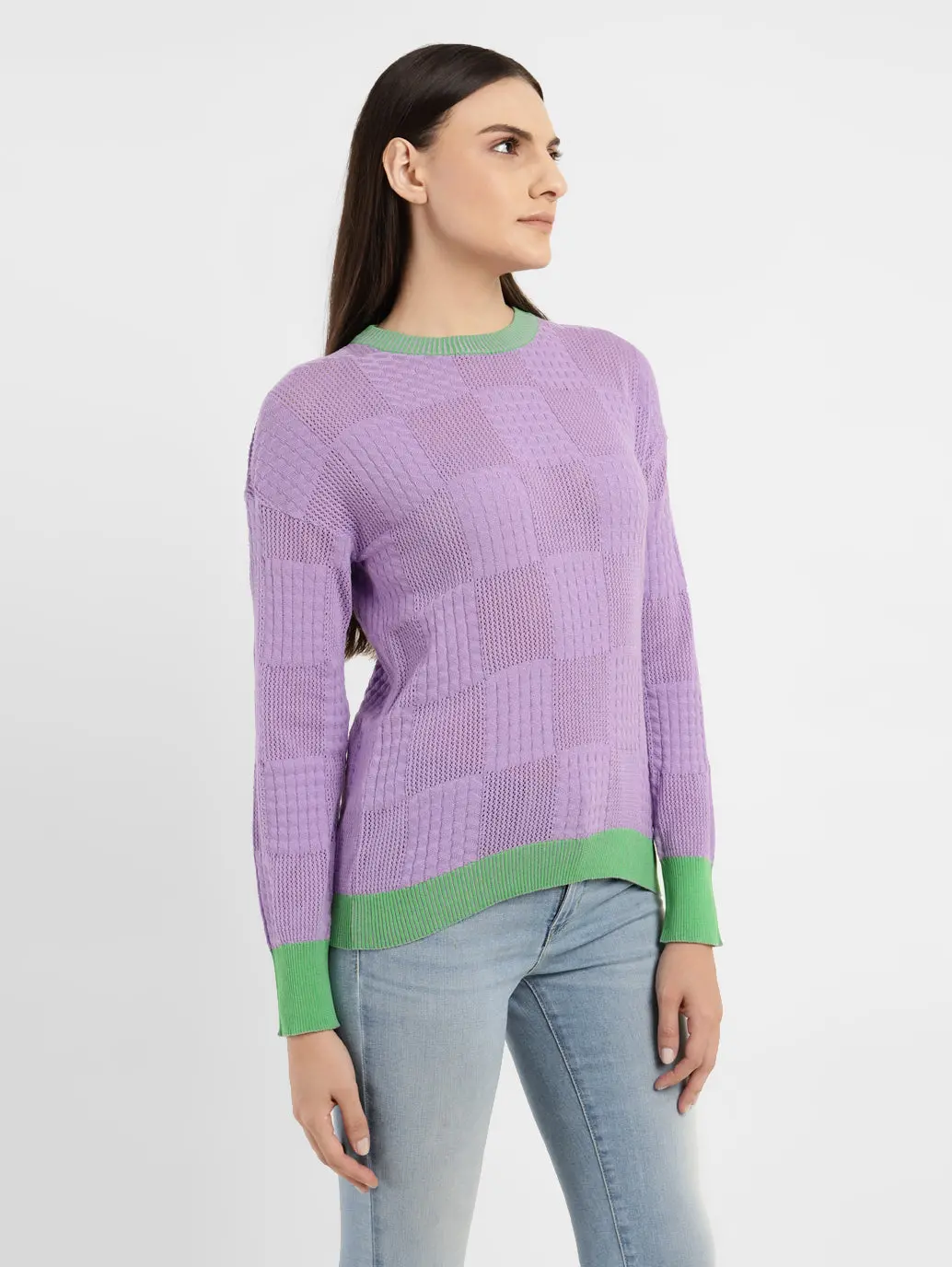 Women's Self Design Round Neck Sweater 4