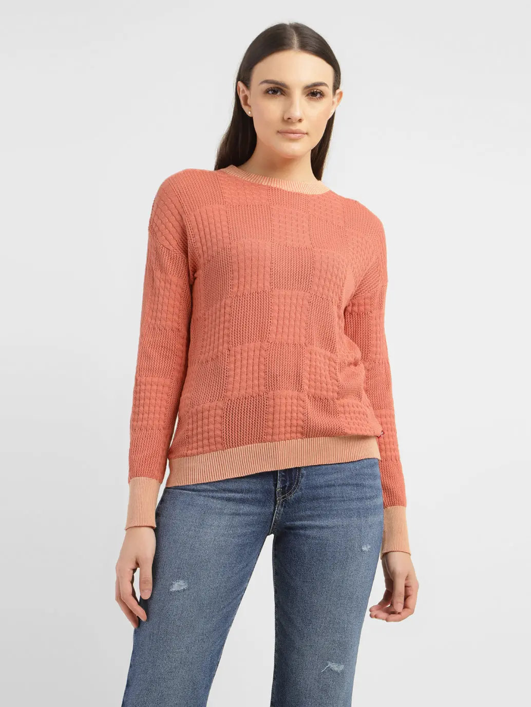 Women's Self Design Round Neck Sweater 1