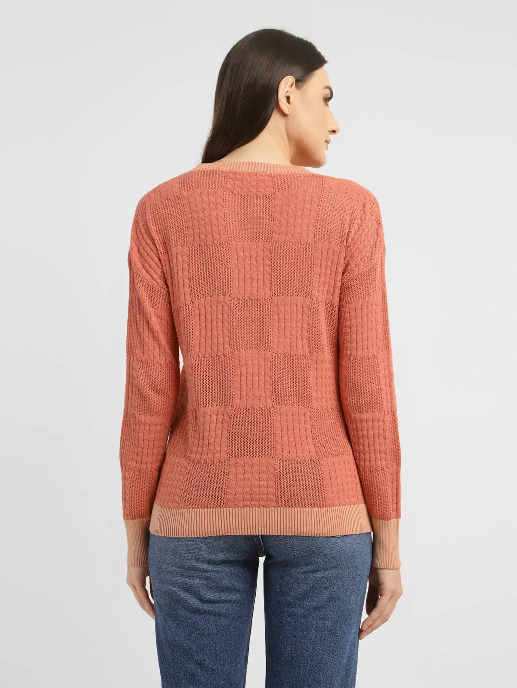 Women's Self Design Round Neck Sweater 3