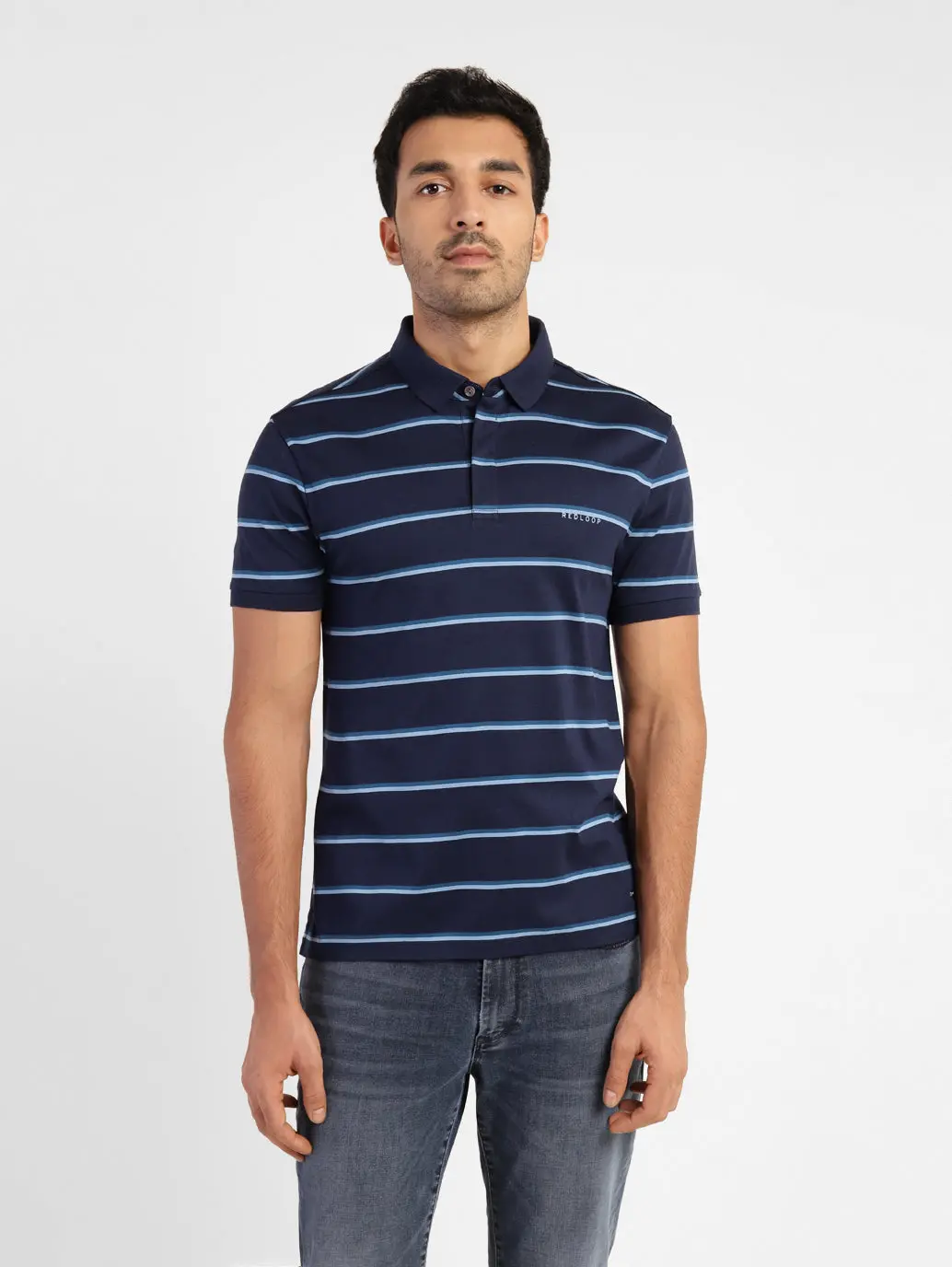 Men's Striped Polo T-Shirt Blue 1