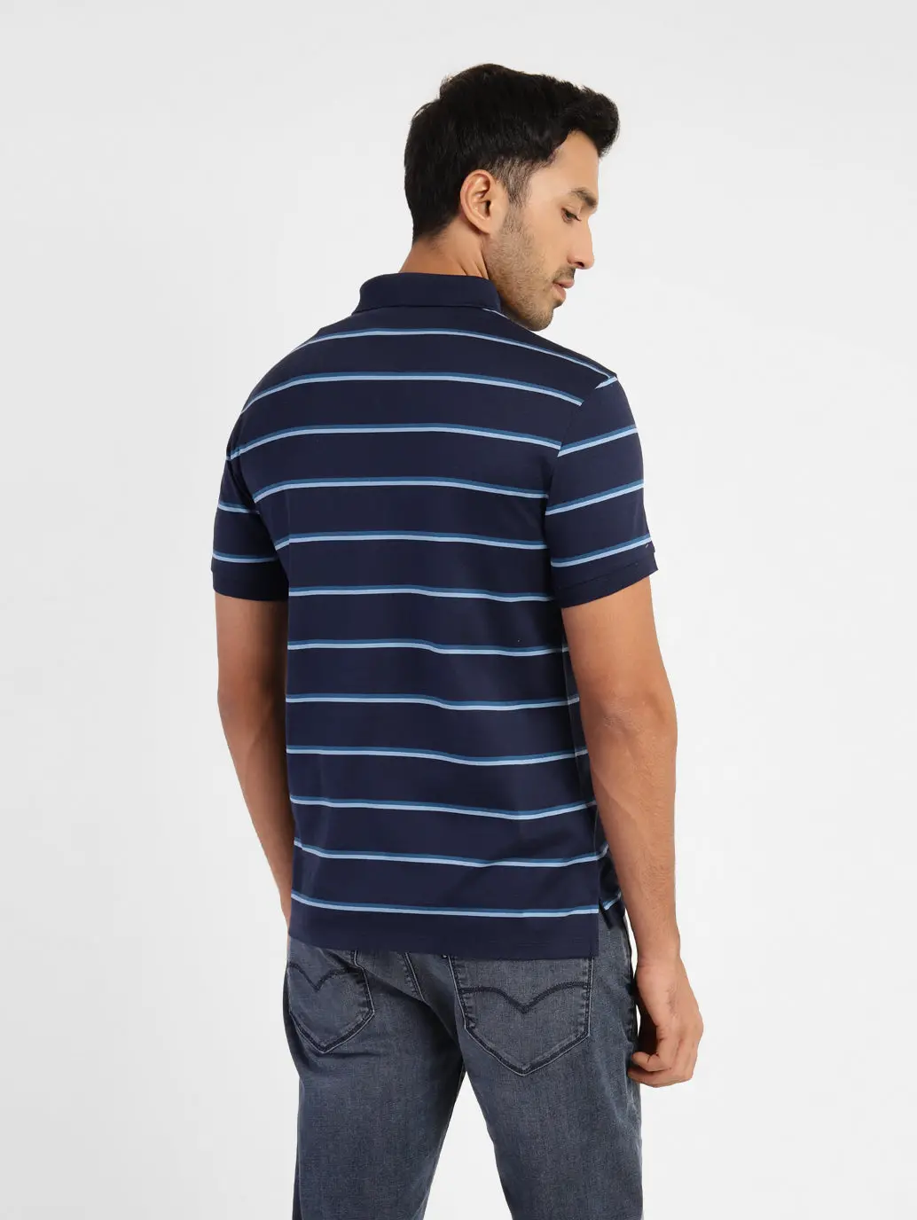 Men's Striped Polo T-Shirt Blue 3
