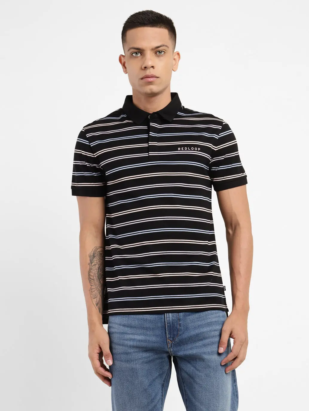 Men's Striped Polo Collar T-Shirt 1