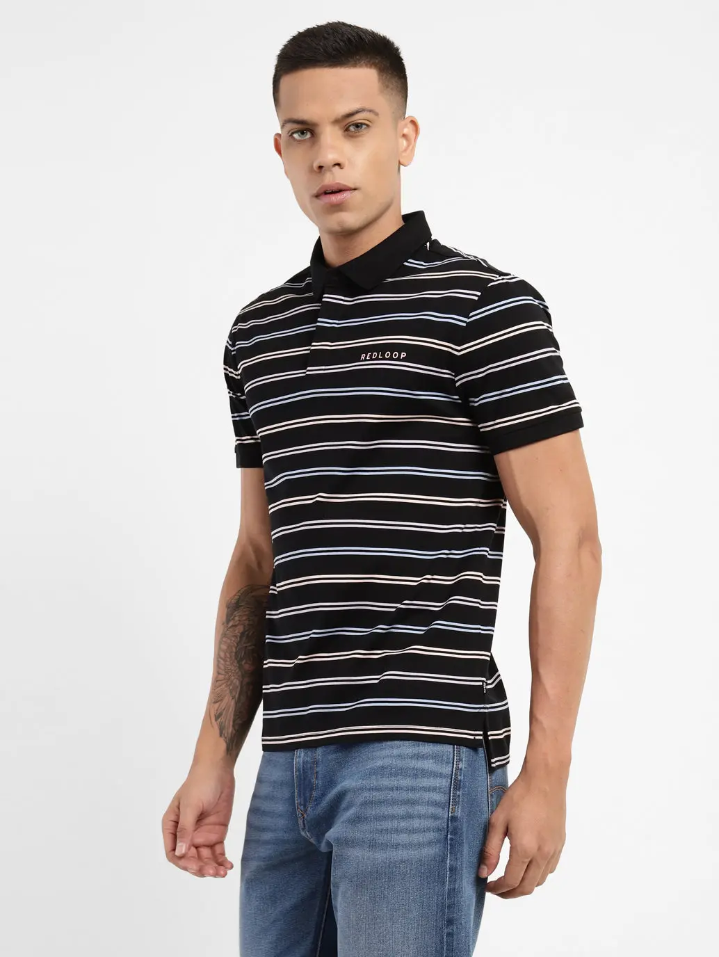 Men's Striped Polo Collar T-Shirt 4