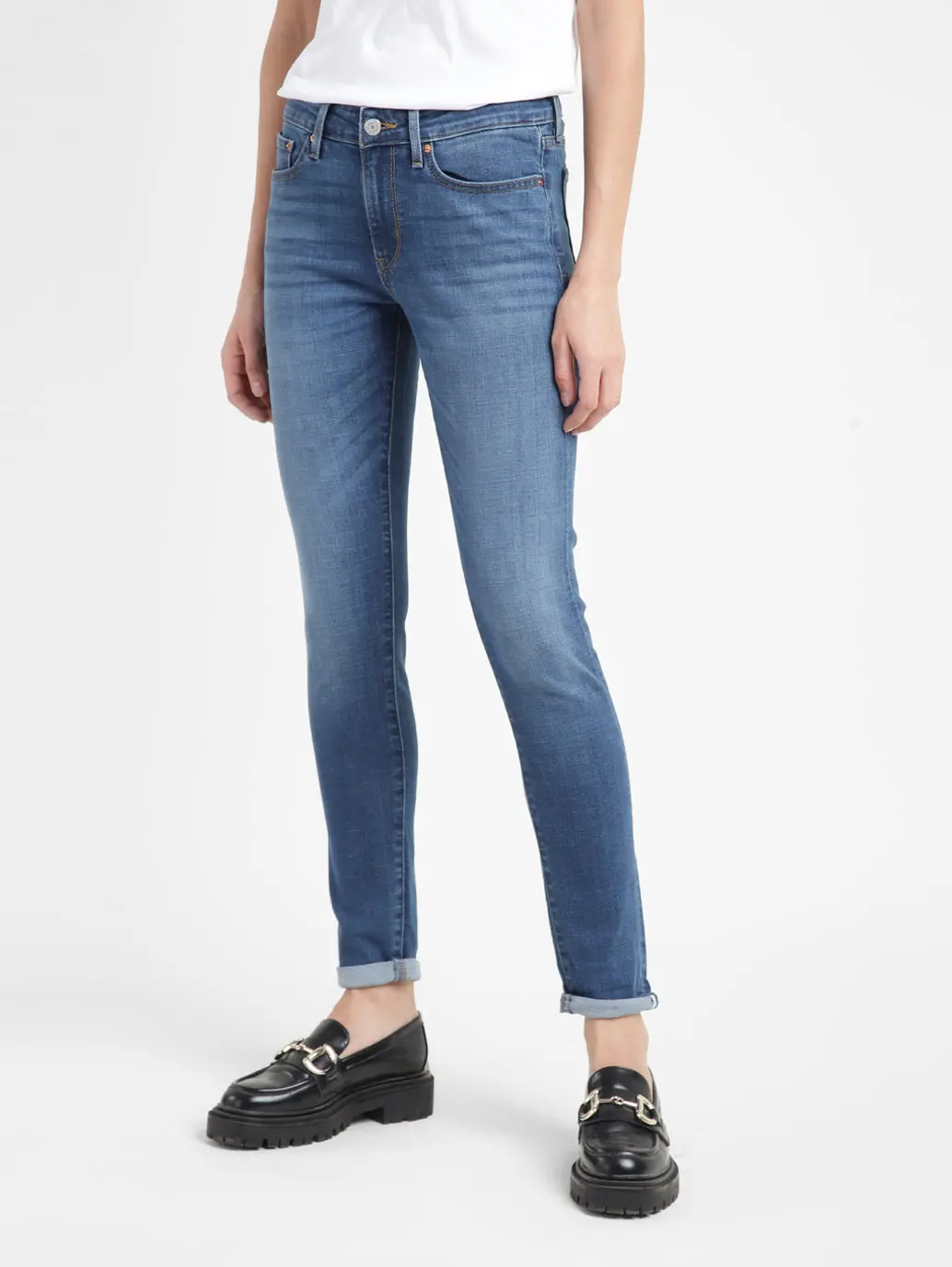 Women's 711 Blue Skinny Fit Mid Rise Jeans 1