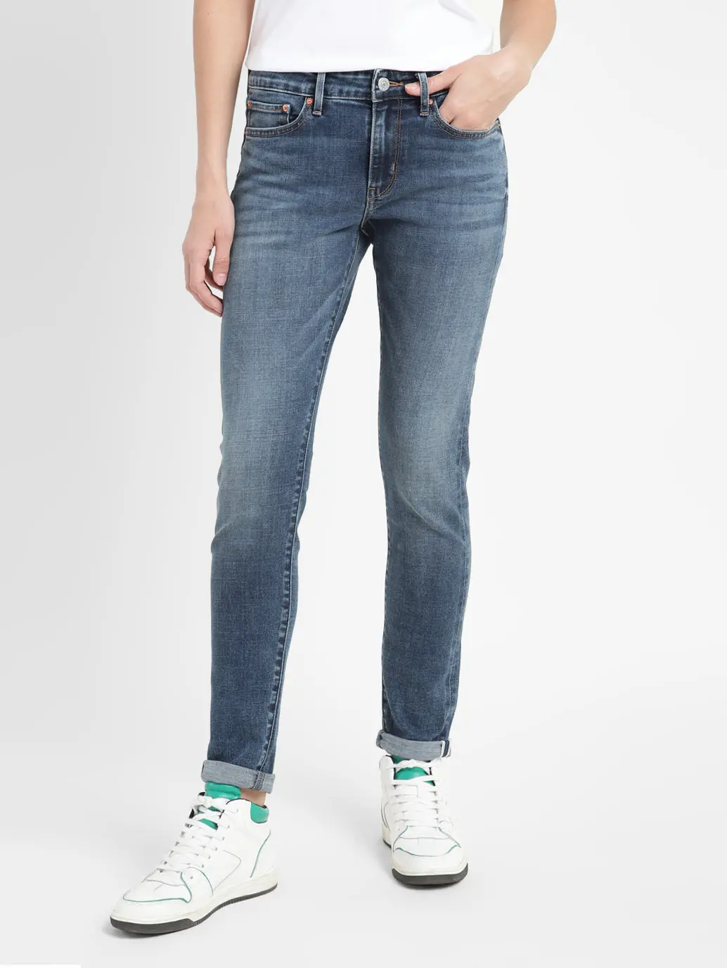 Women's 711 Blue Skinny Fit Mid Rise Jeans 1