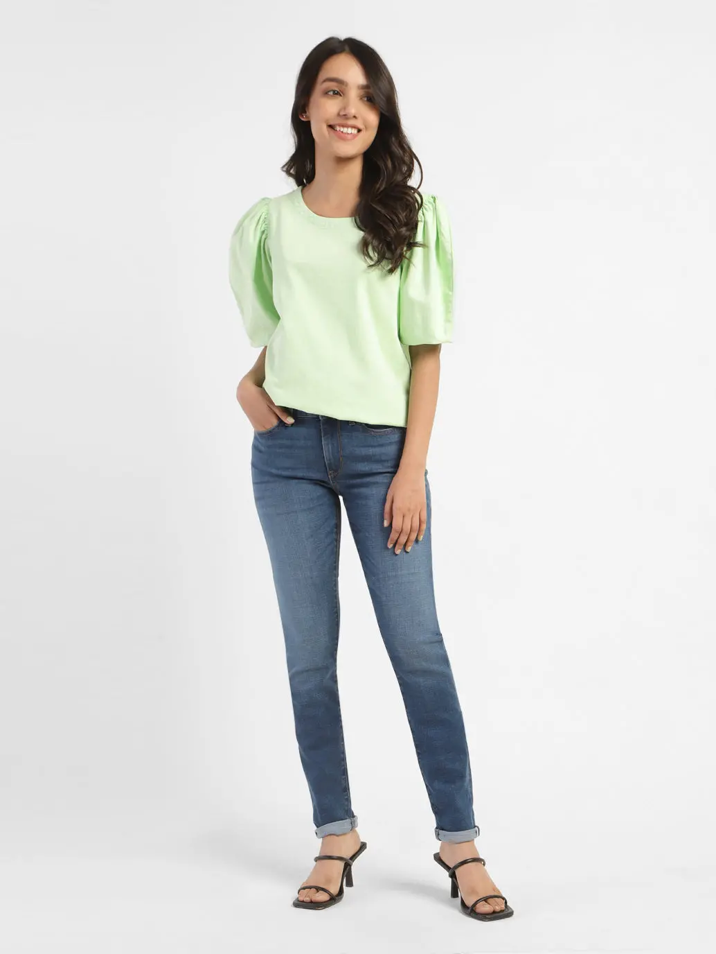 Women's 711 Blue Skinny Fit Mid Rise Jeans 1