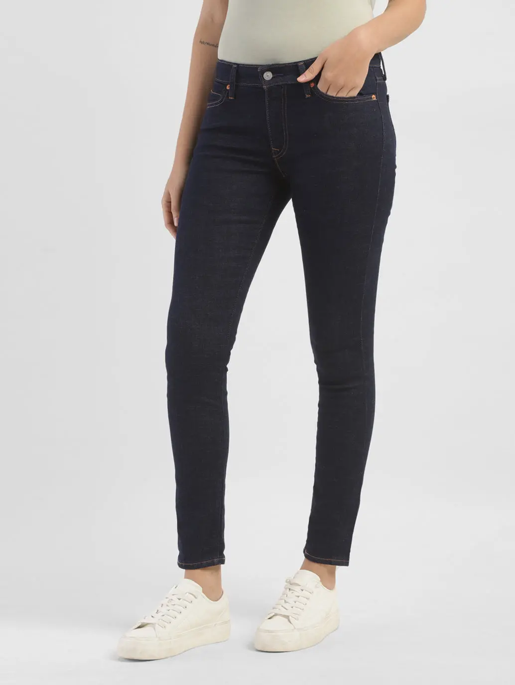 Women's 711 Blue Skinny Fit Mid Rise Jeans 4