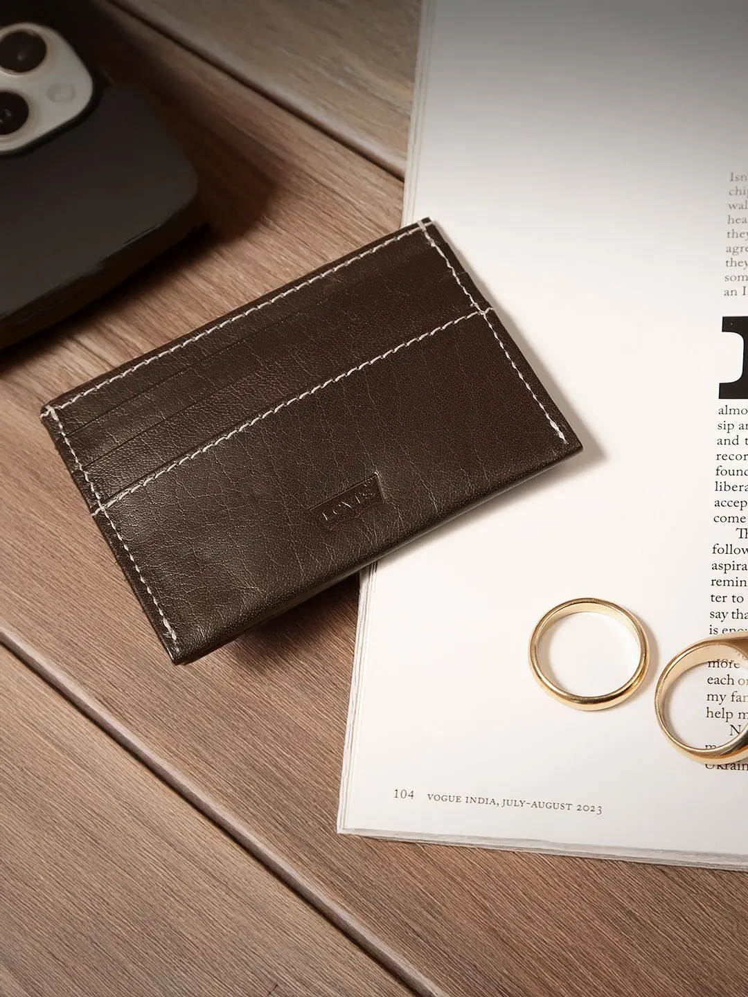 Men's Brown Solid Card Holder 1