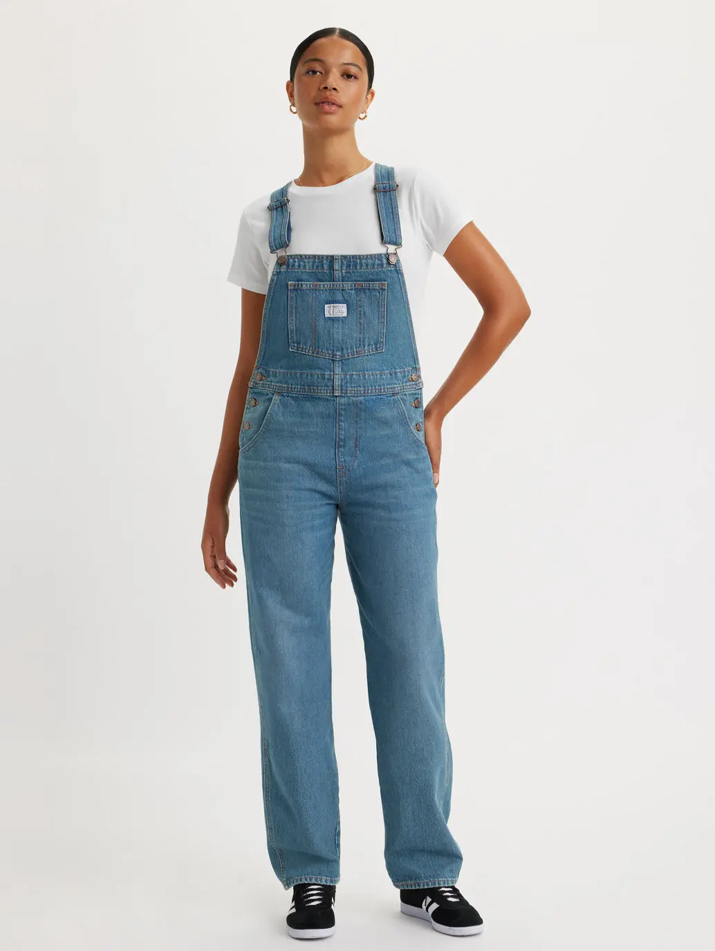 Women's Solid Blue Overalls 1