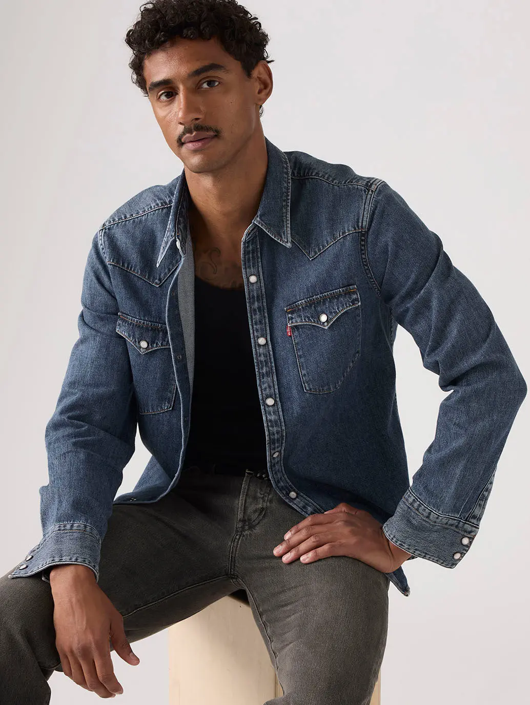 Men's Barstow Standard Fit Western Denim Shirt 1