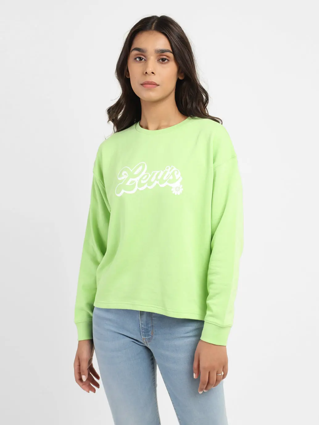 Women's Brand Logo Round Neck Sweatshirt 1