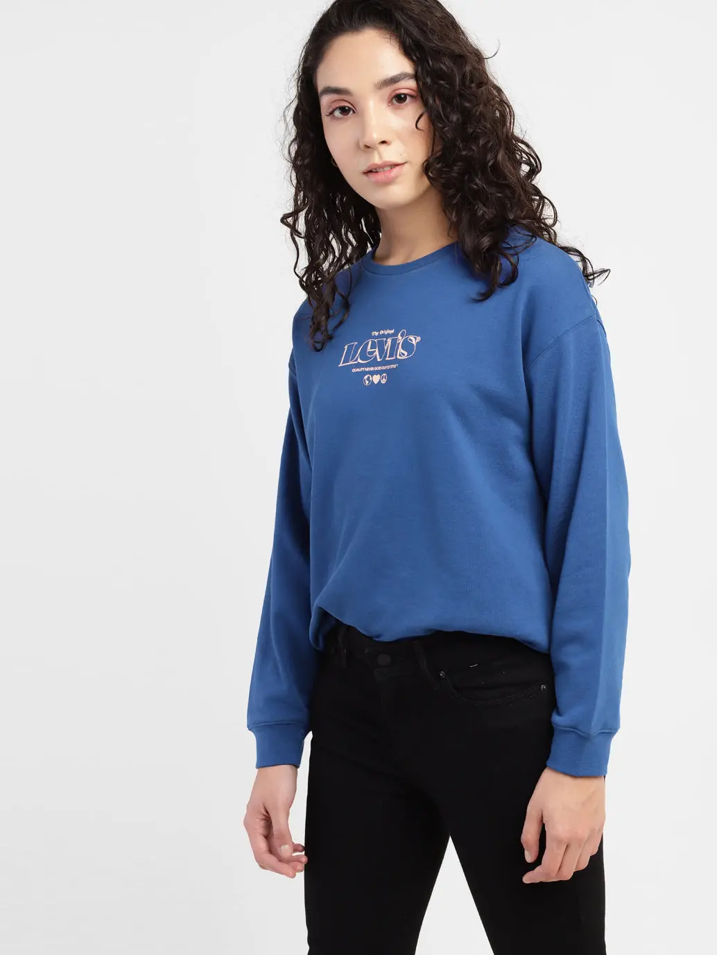 Women's Brand Logo Round Neck Sweatshirt 1