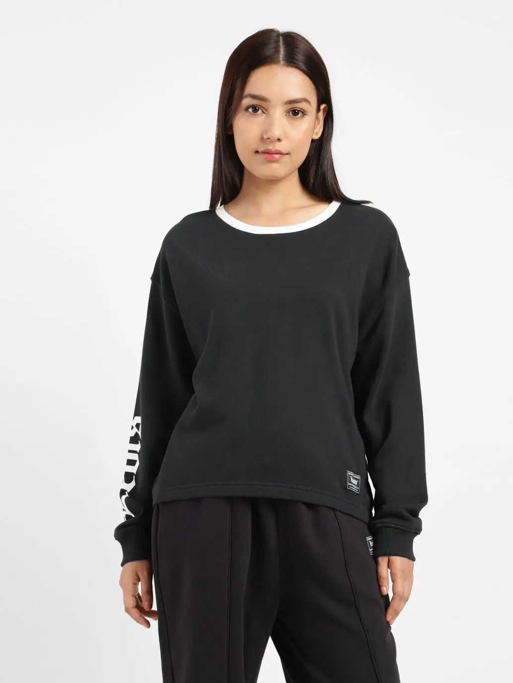 Women's Brand Logo Round Neck Sweatshirt 4