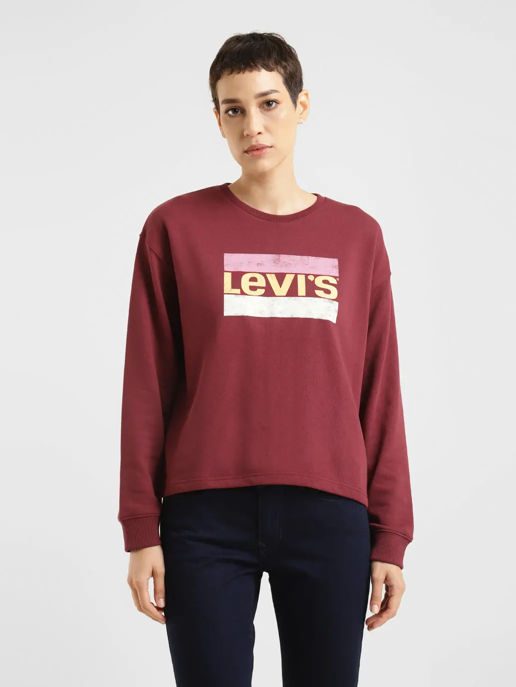 Women's Brand Logo Crew Neck Sweatshirt 1