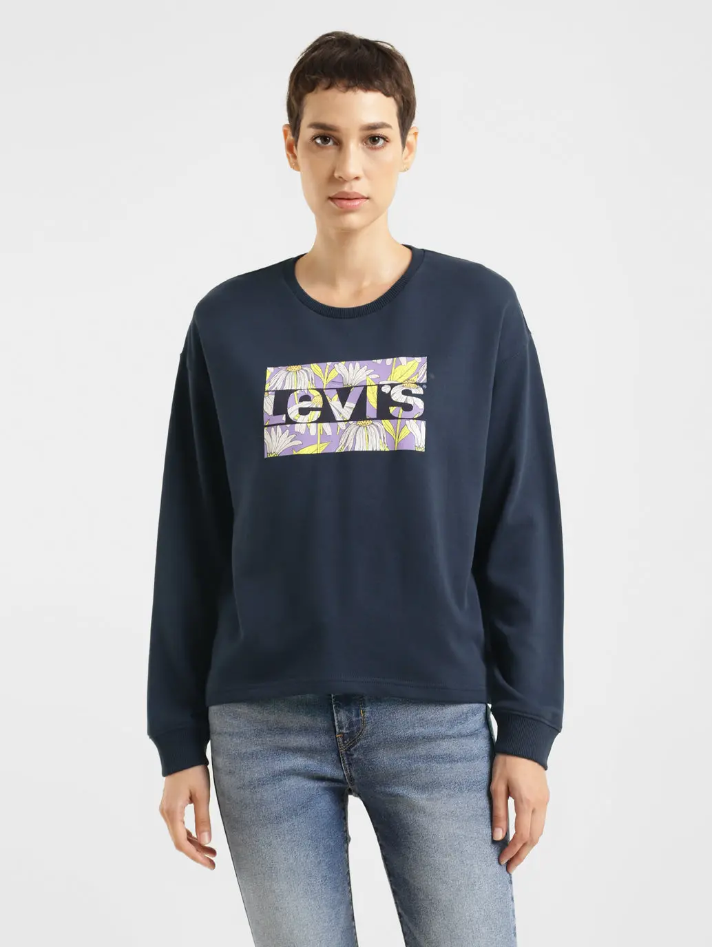 Women's Brand Logo Crew Neck Sweatshirt 1