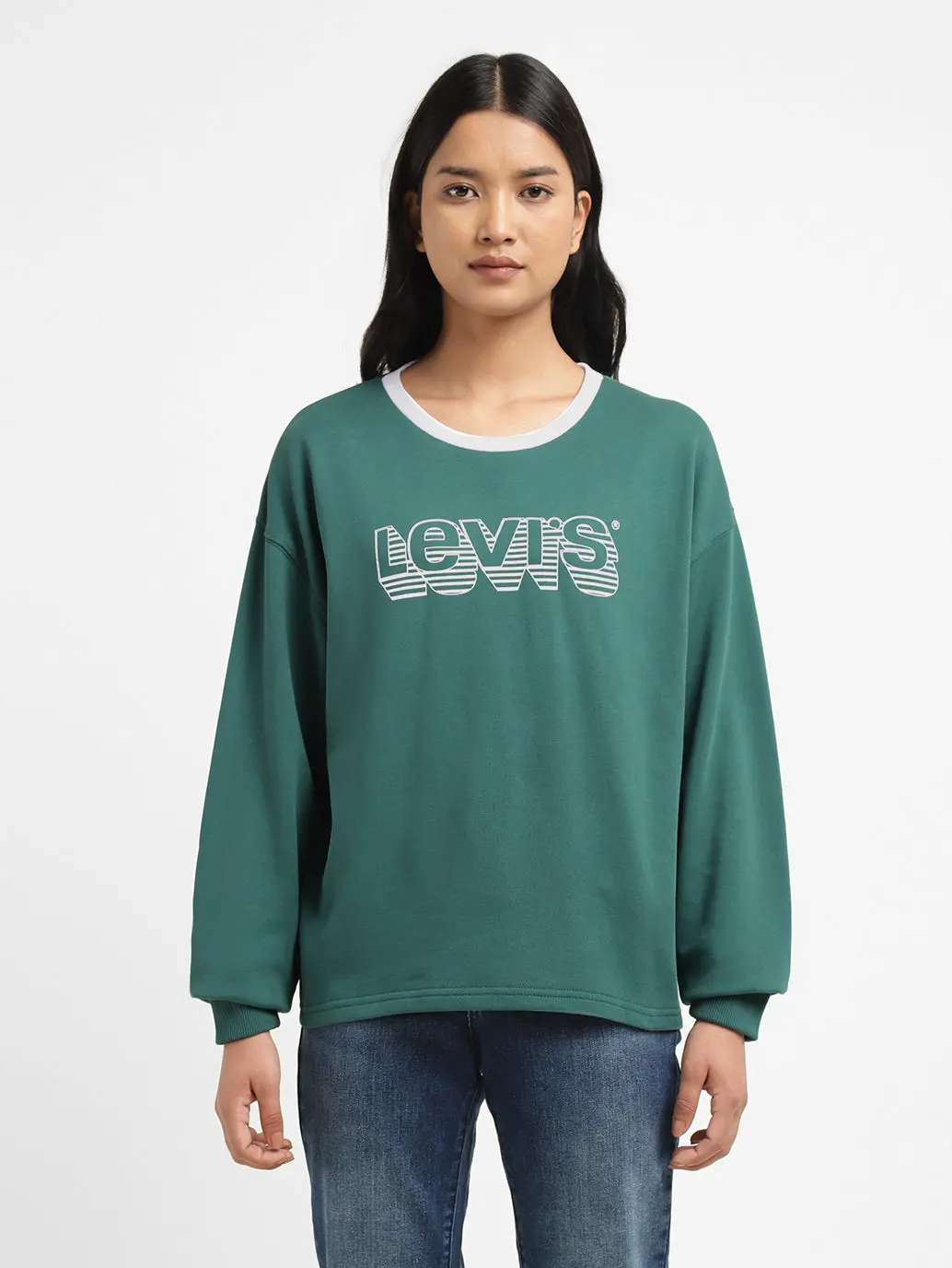 Womens Printed Crew Neck Sweatshirts 1