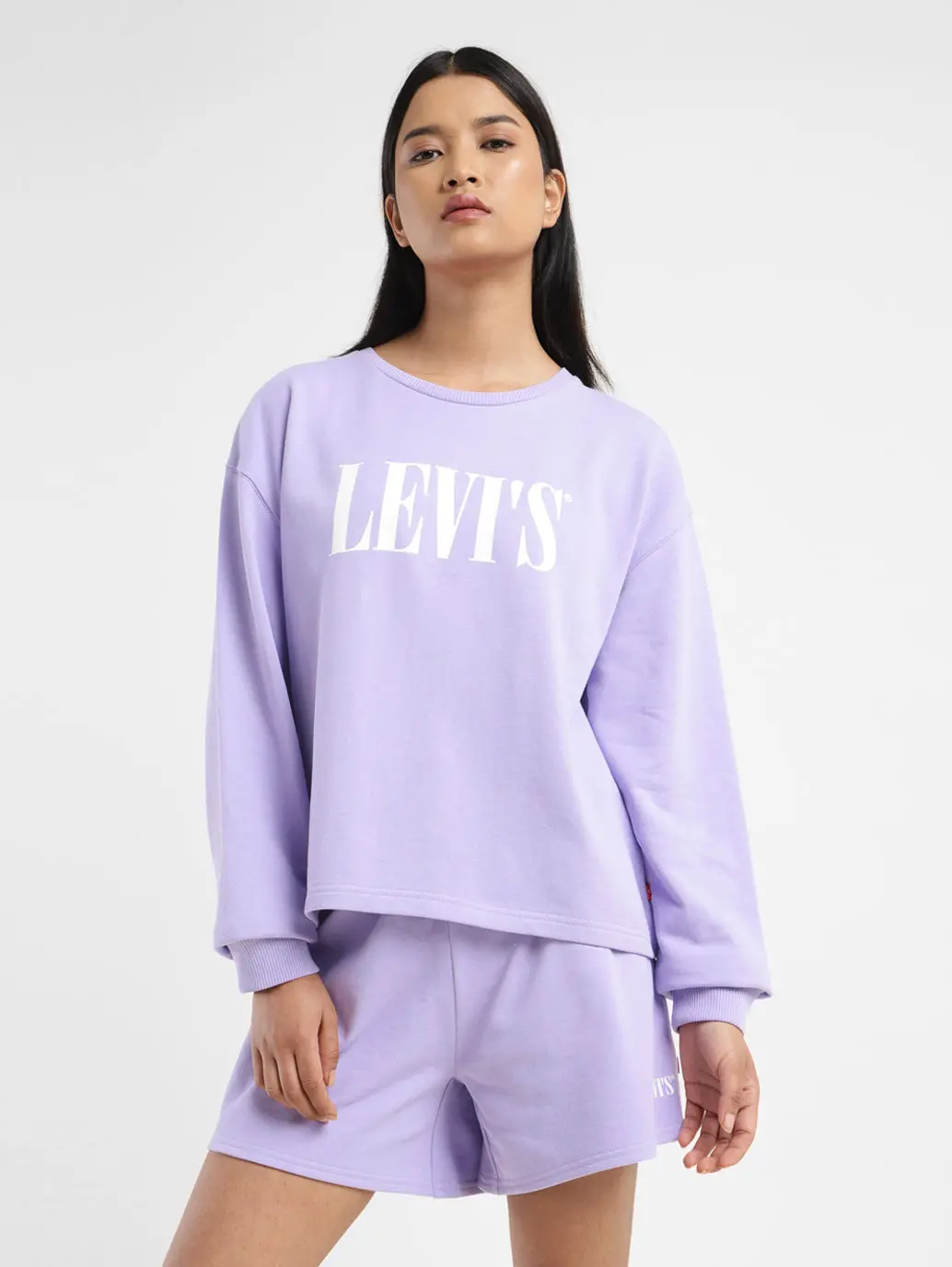 Women's Brand Logo Lilac Crew Neck Sweatshirt 1