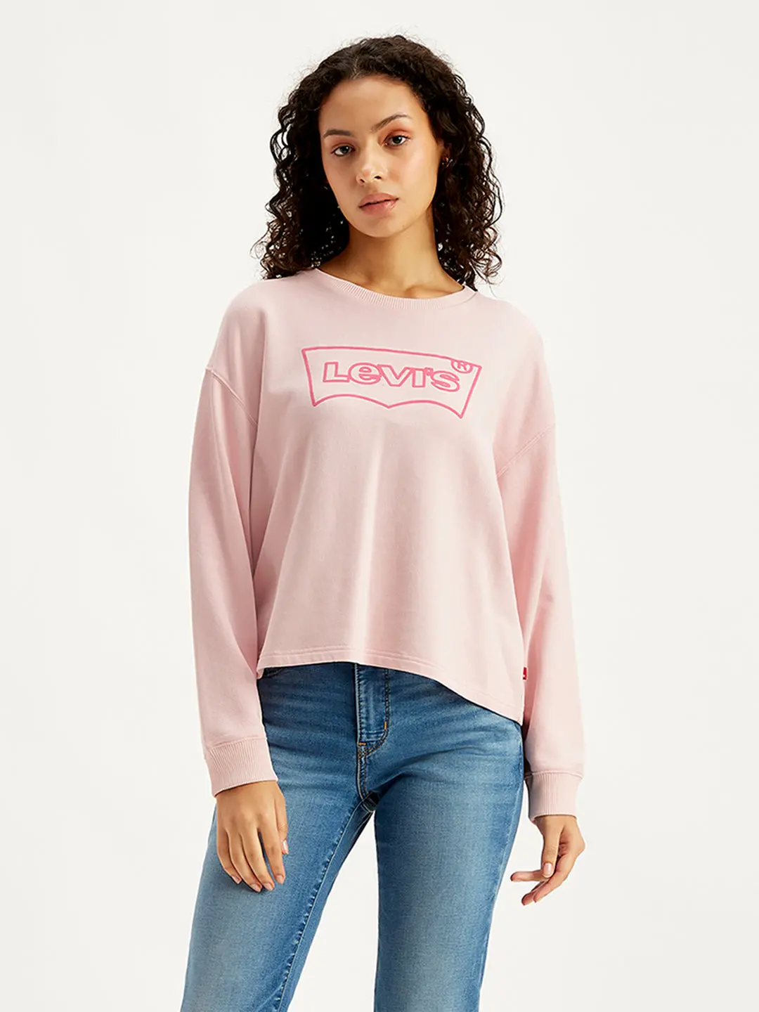 Women's Brand Logo Light-Pink Crew Neck Sweatshirt 1