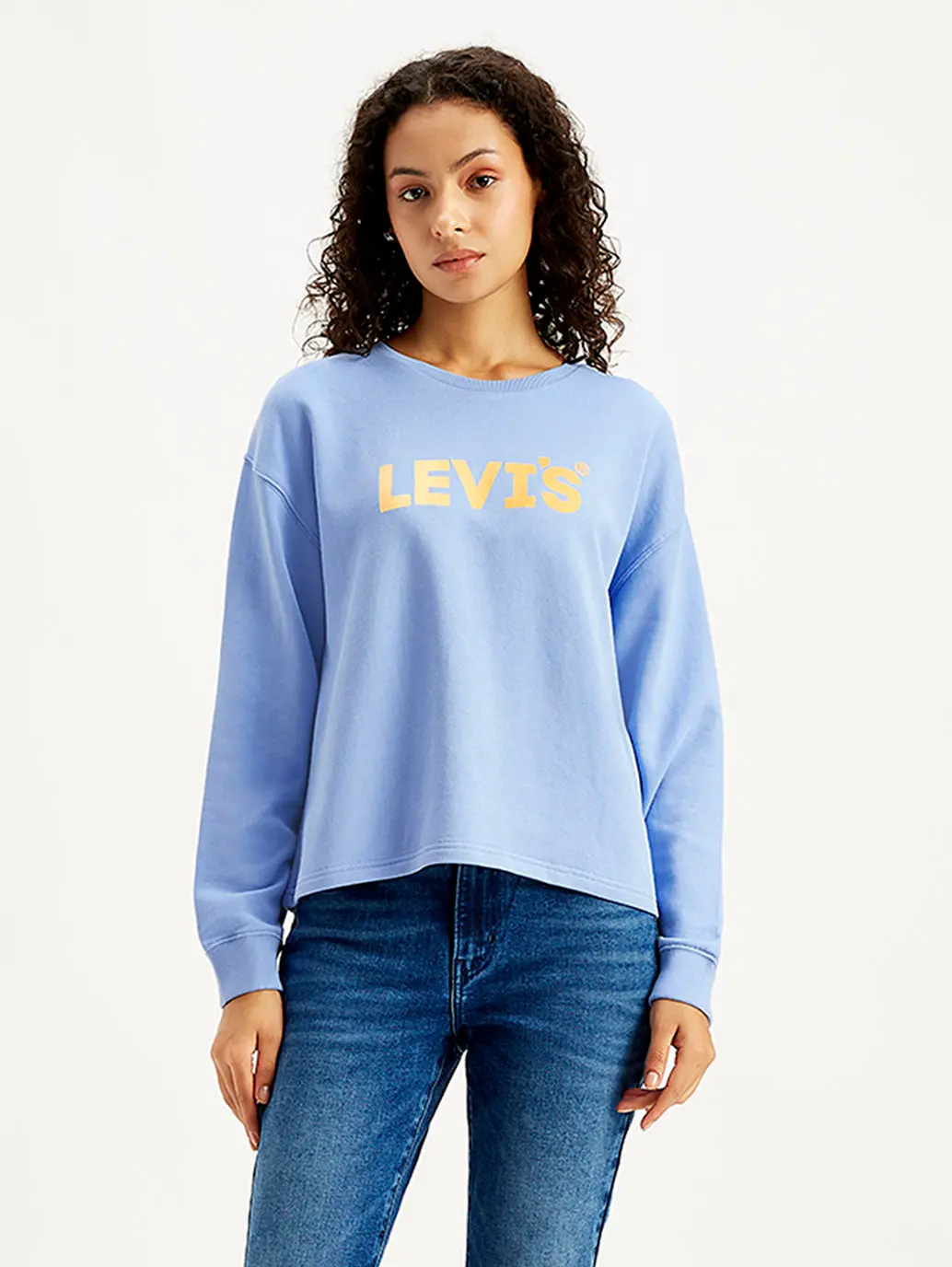 Women's Brand Logo Blue Crew Neck Sweatshirt 4
