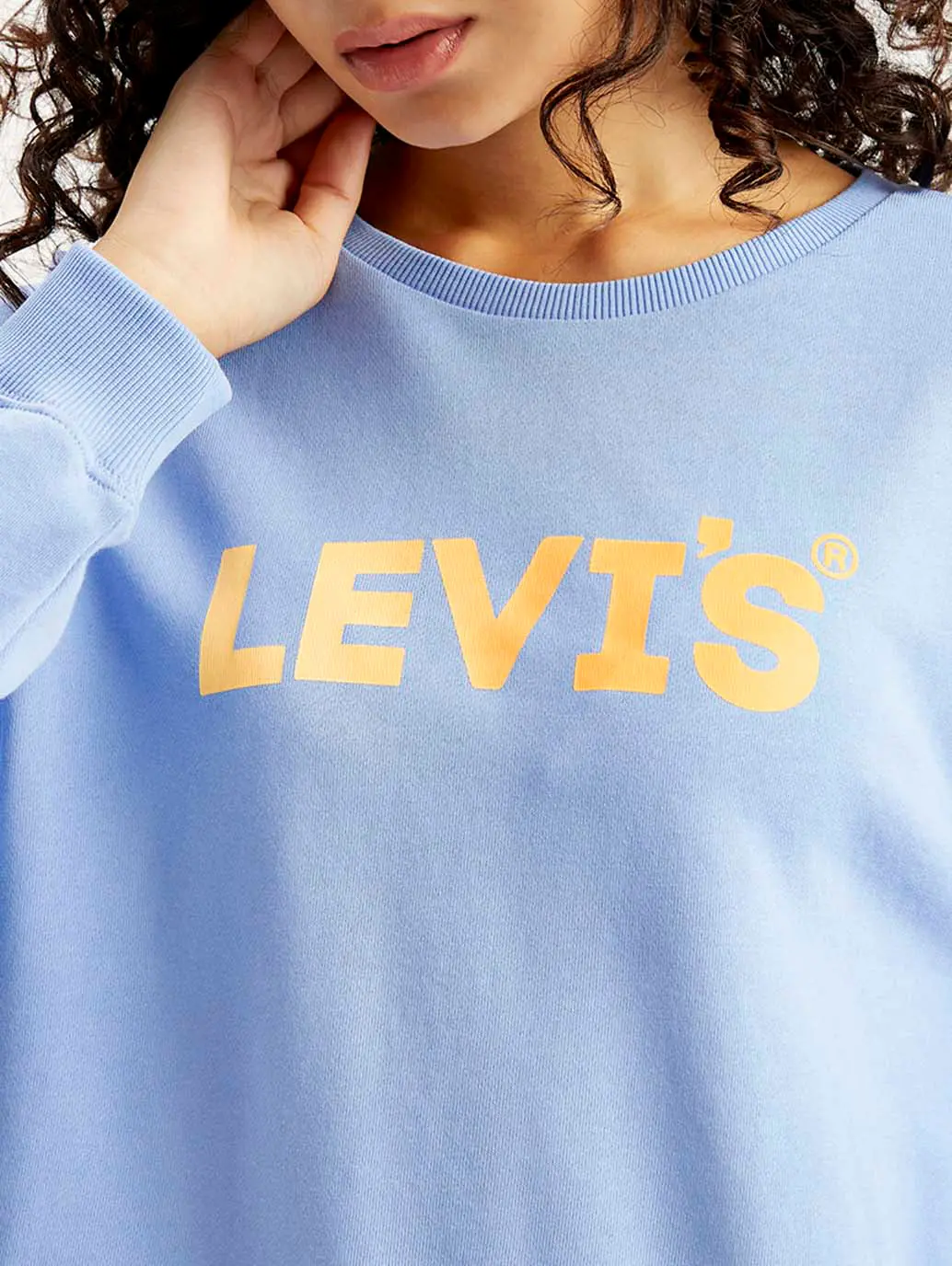 Women's Brand Logo Blue Crew Neck Sweatshirt 5