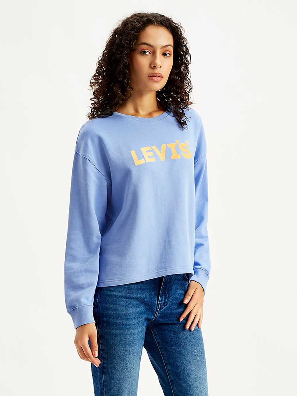Women's Brand Logo Blue Crew Neck Sweatshirt 2