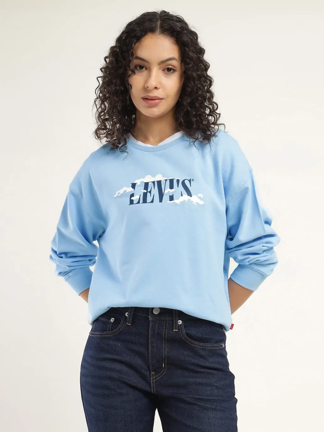 Women's Graphic Blue Crew Neck Sweatshirt 1