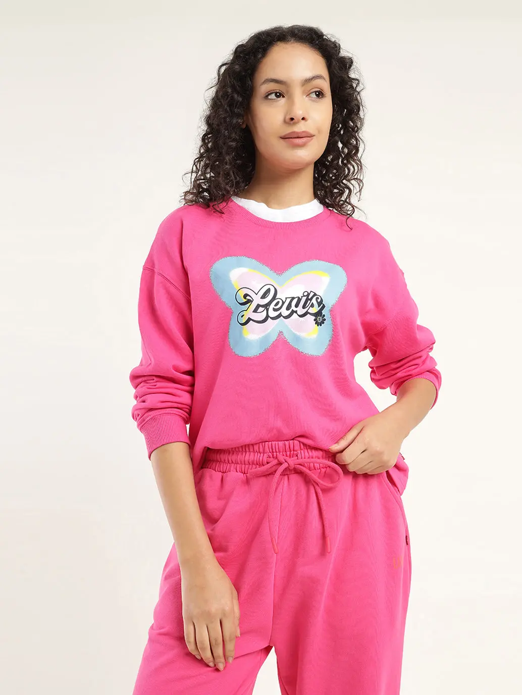 Women's Graphic Pink Crew Neck Sweatshirt 1
