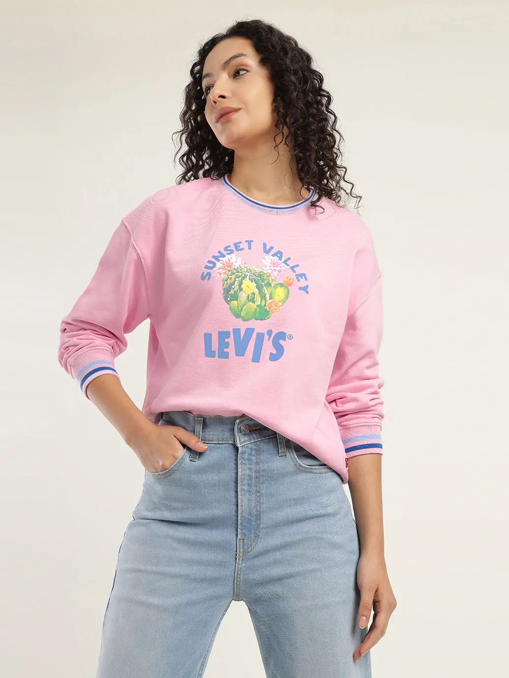 Women's Graphic Pink Crew Neck Sweatshirt 1