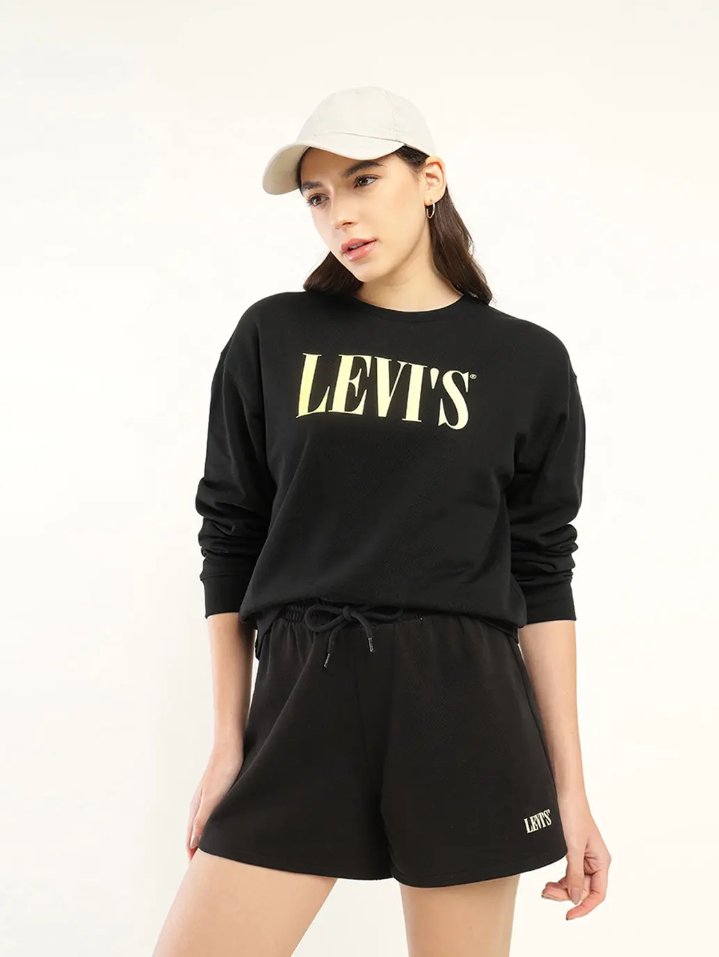 Women's Brand Logo Black Crew Neck Sweatshirt 1