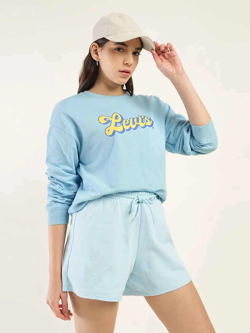 Women's Brand Logo Blue Crew Neck Sweatshirt 1