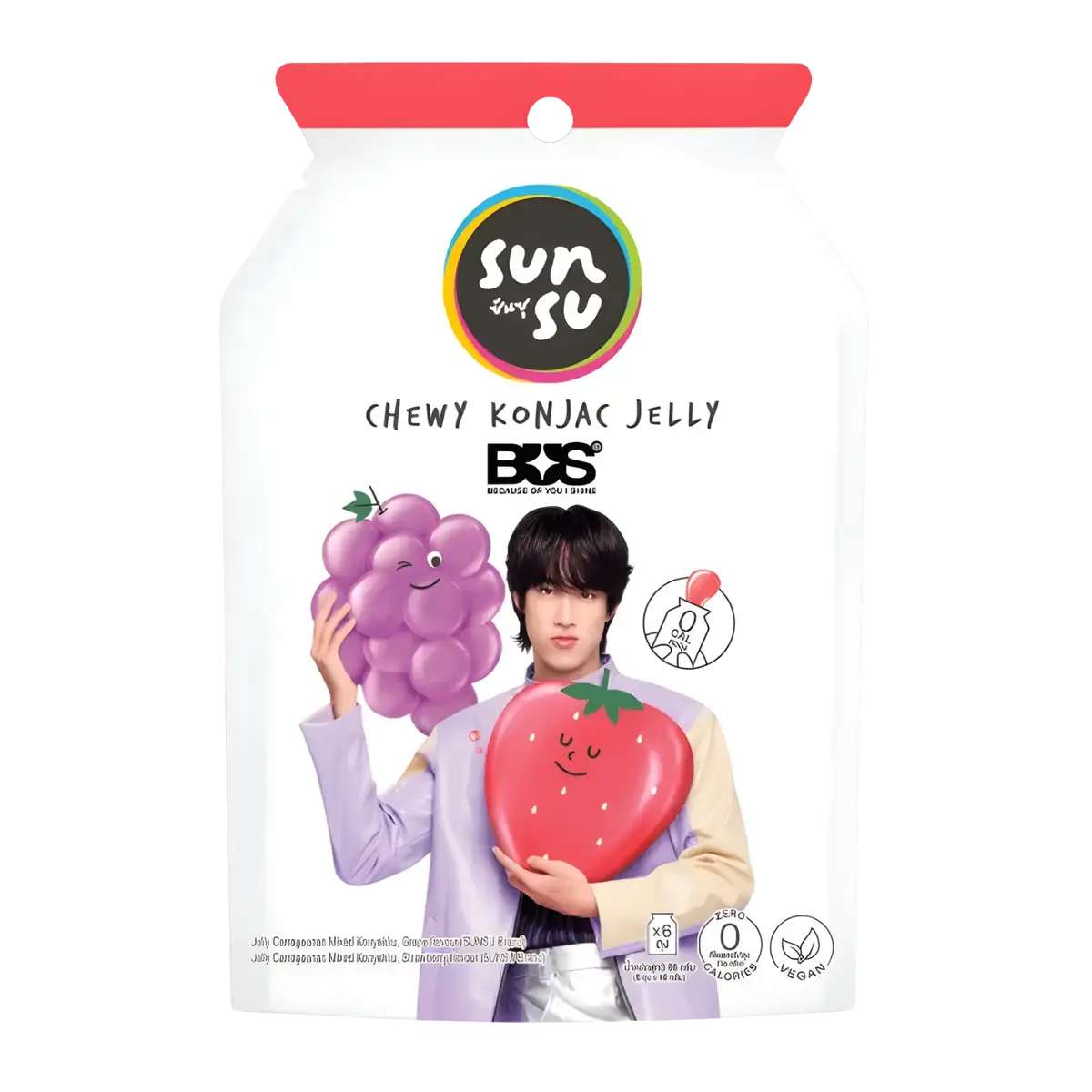 Sunsu Chewy Konjac Jelly Grape & Strawberry Flavour Zero Calorie 96G 1