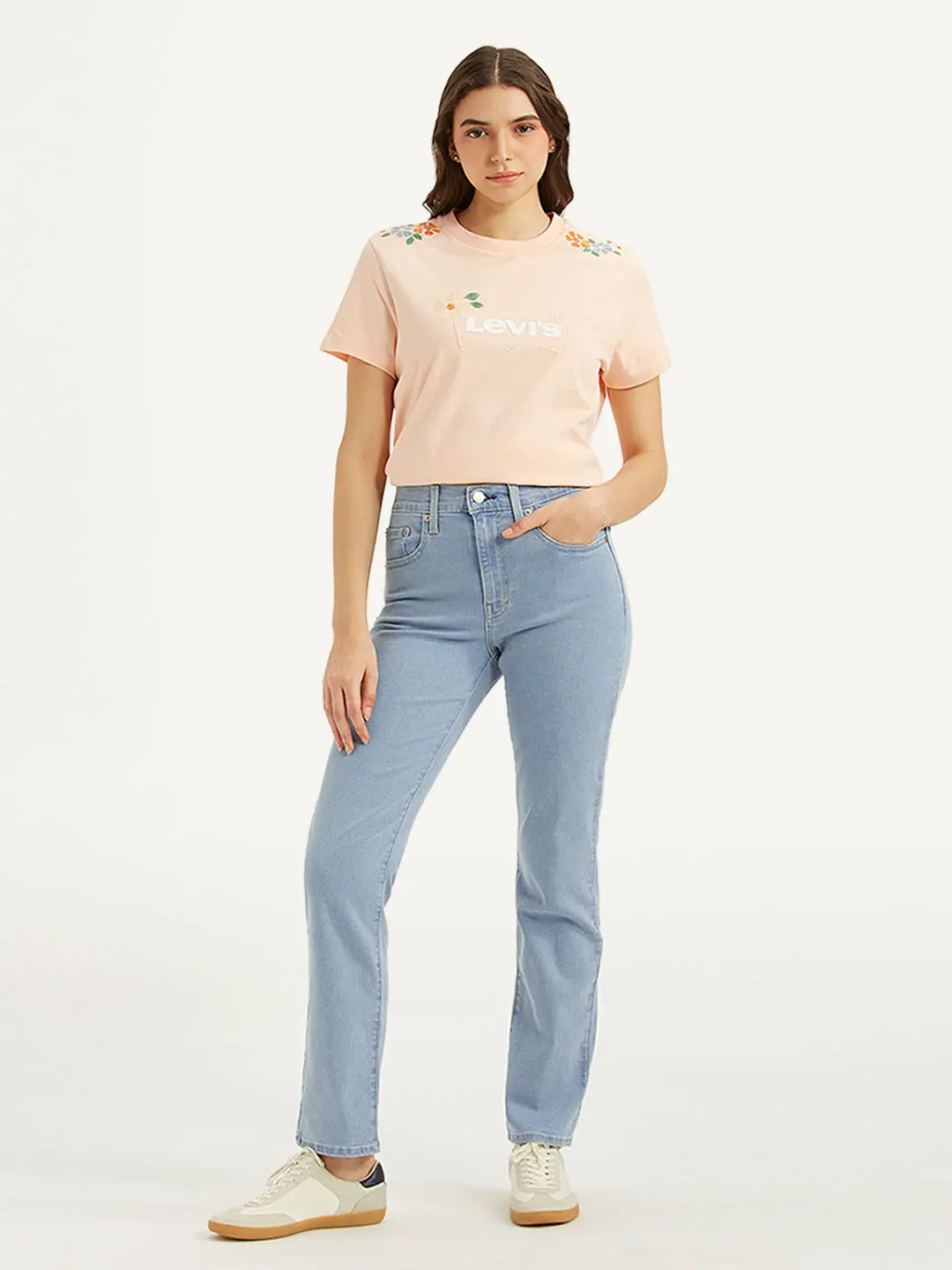 Women's 724 Light Blue Slim Straight Fit High Rise Jeans 1