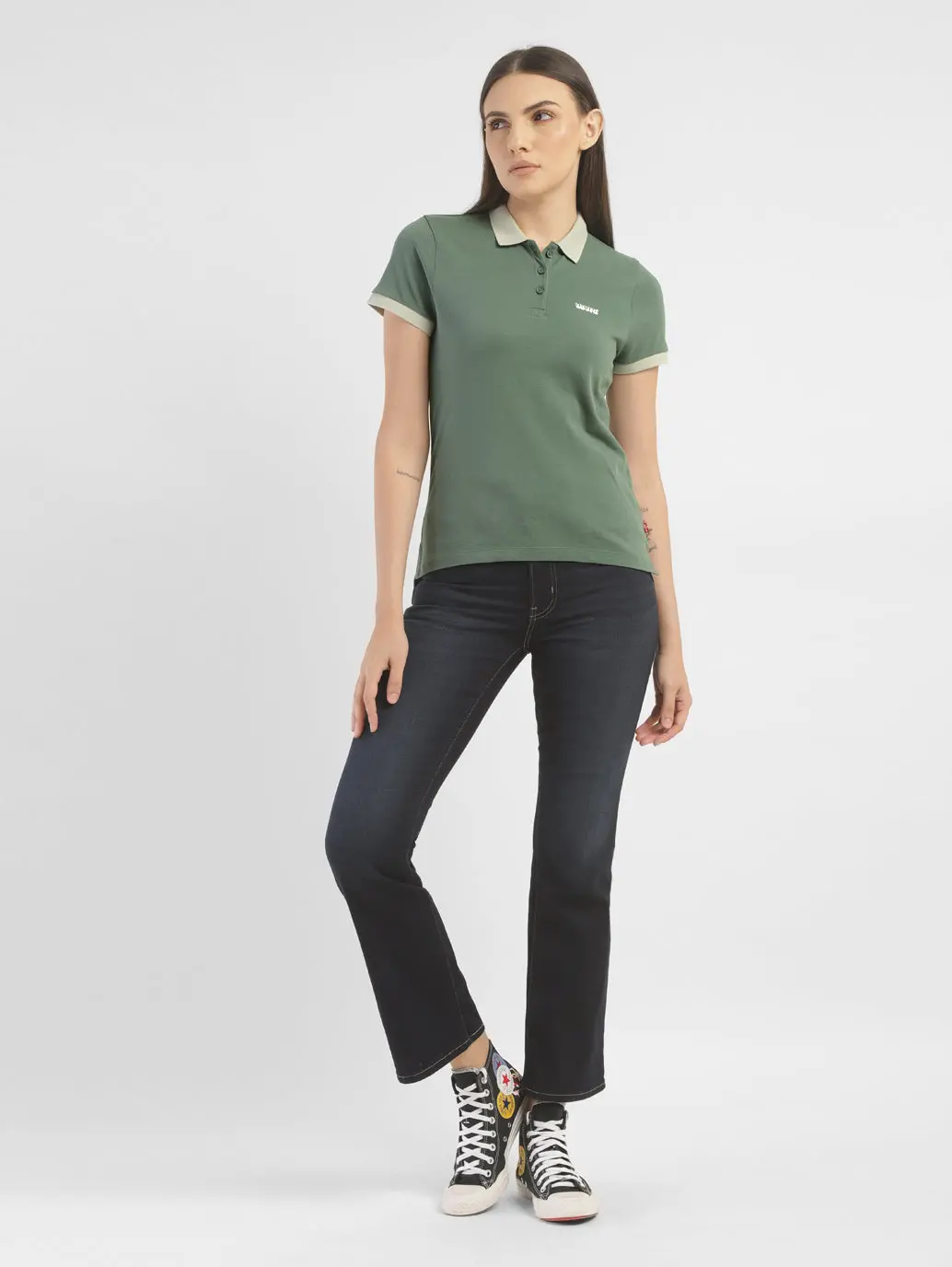 Women's Solid Polo T Shirt 1
