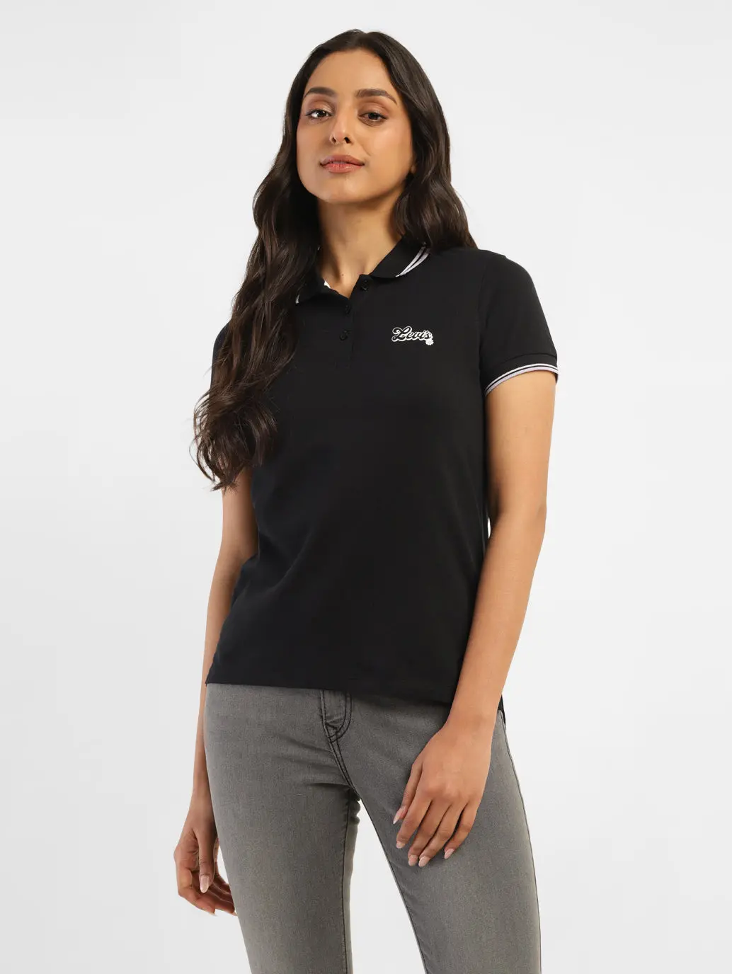 Women's Solid Polo T-Shirt 1