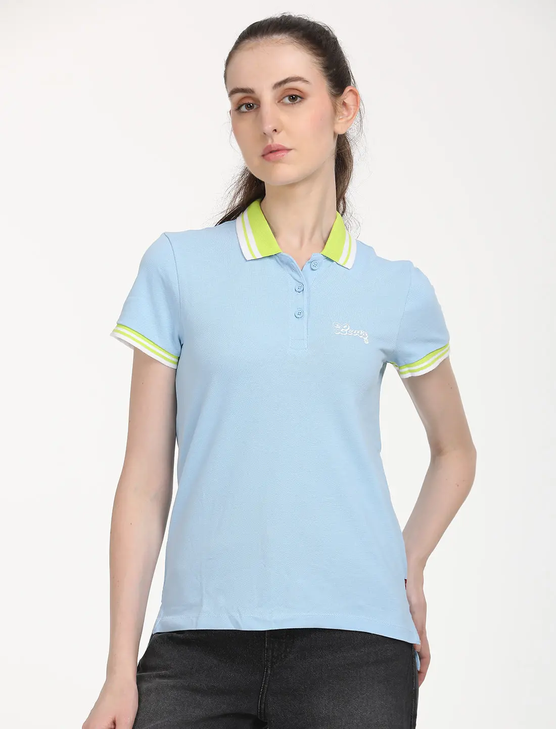 Women's Solid Polo T-Shirt 1