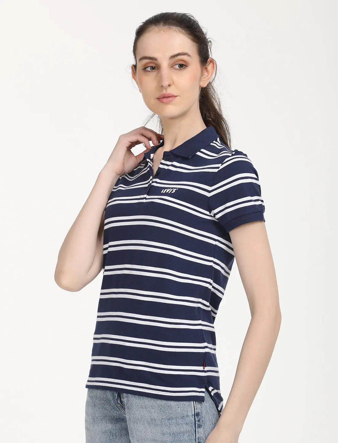 Women's Striped Print Polo T-Shirt 2