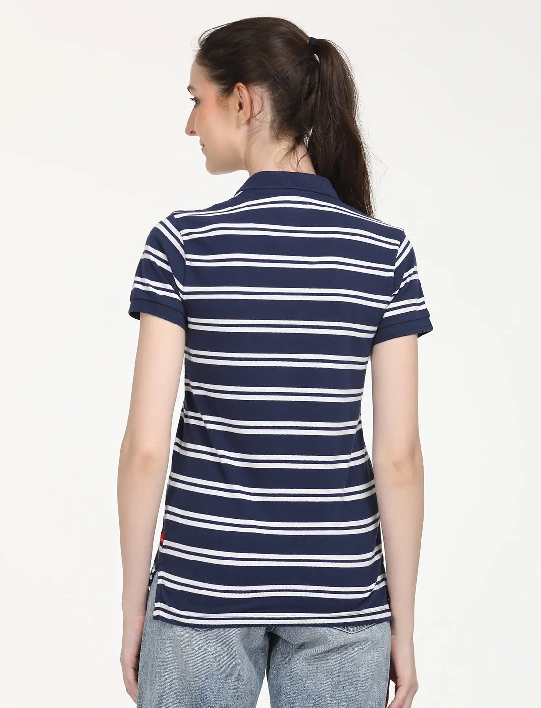 Women's Striped Print Polo T-Shirt 3