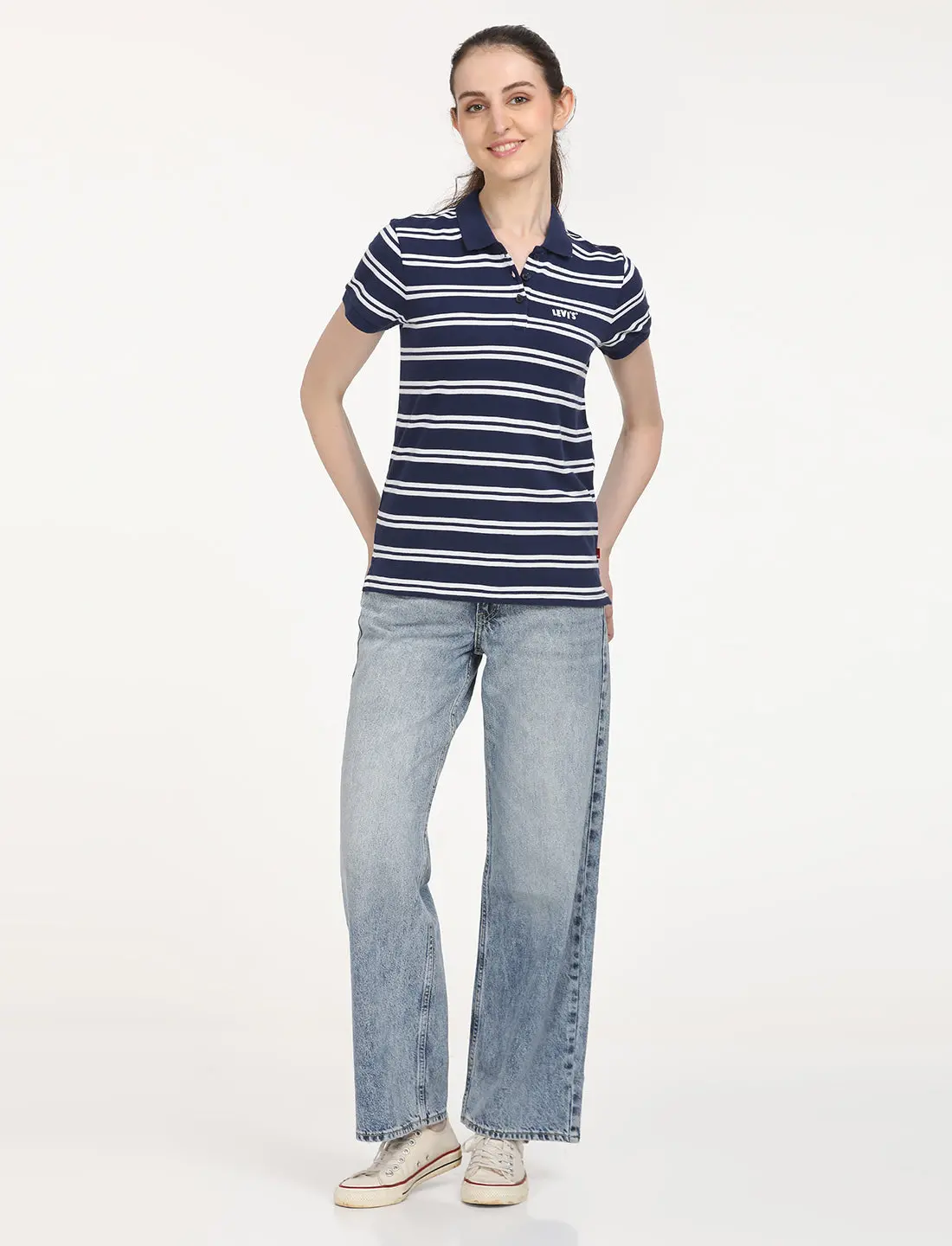 Women's Striped Print Polo T-Shirt 6