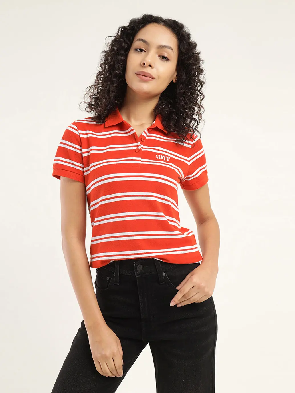 Women's Striped Polo T-Shirt 1