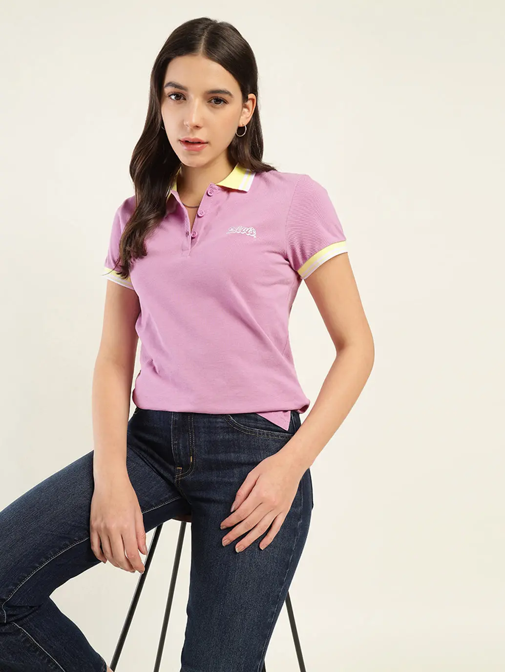 Women's Solid Polo T-Shirt 1