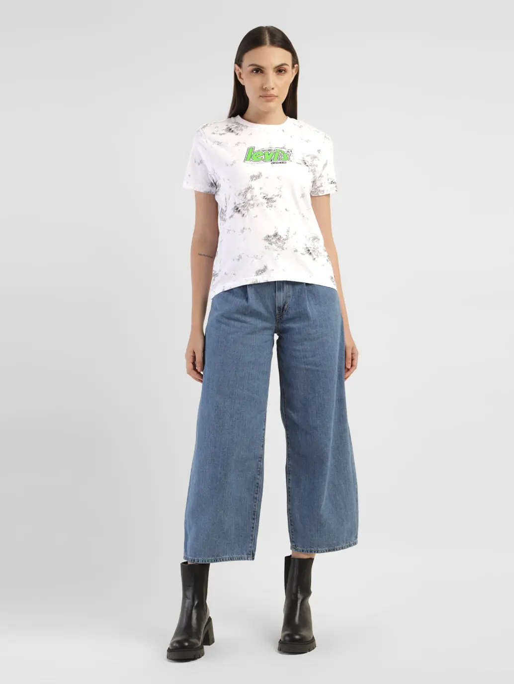Women's Abstract Dyed Round Neck T-Shirt 1